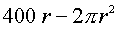 400*r-2*pi*r^2