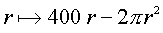 r- 400*r-2*pi*r^2